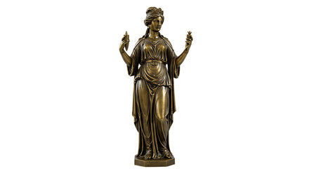 Obraz premium Ancient Greek Goddess Bronze Statue on Isolated Transparent Background