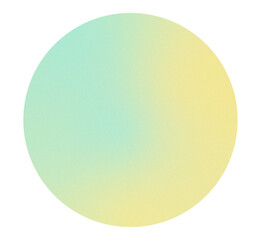 High resolution turquoise and yellow gradient circle with subtle grainy texture. Soft blurred edges and vibrant color transitions. Isolated PNG with transparent background. Vibrant gradient glow.