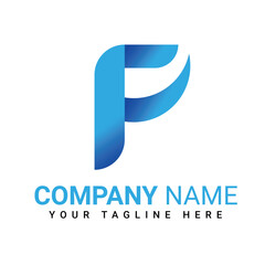 Modern Blue Letter F Logo for Company Branding