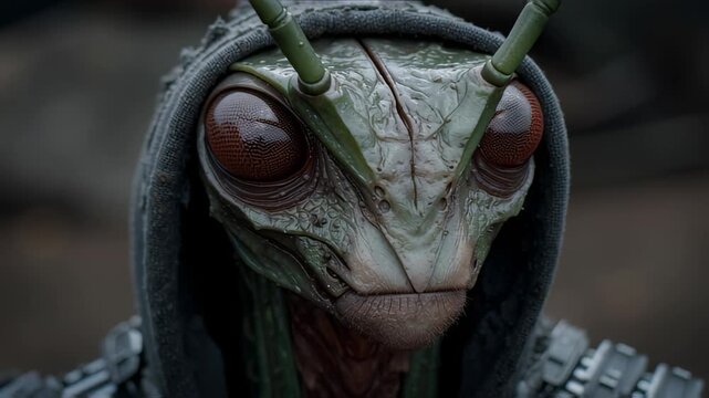 Detailed ant-like humanoid creature with a hooded cloak.