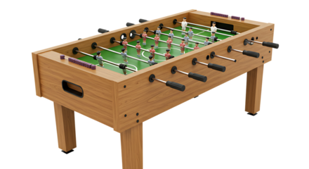 Classic Table Soccer Game Setup on Isolated Transparent Background


