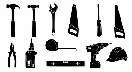 Construction Tools Silhouette Set