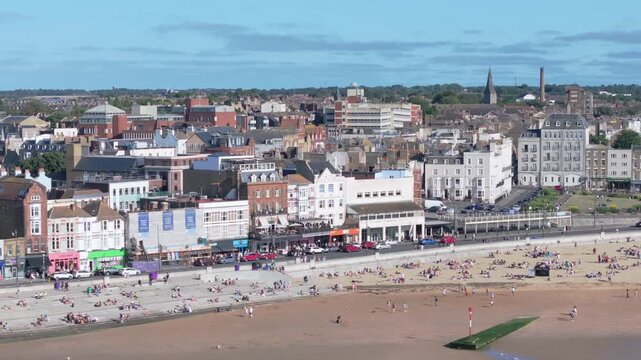 Margate, Kent - Right Panning Drone Footage of Seafront Architecture