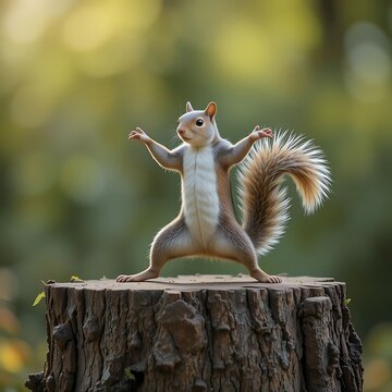 crazy squirrel, karate , funny animal