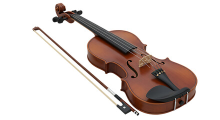 Obraz premium Elegant String Violin and Bow for Professional Musicians on Isolated Transparent Background