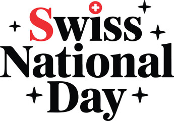 Celebrate swiss national day with festive typography and swiss cross emblem
