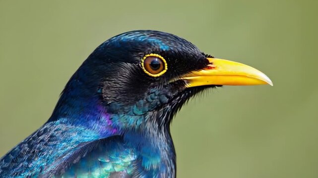 Close up portrait of a Crested Oropendola showing its colorful plumage