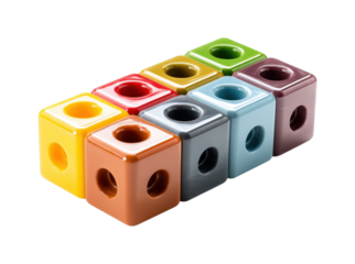 Building creativity with colorful blocks playroom educational toys isolated on transparent background, png