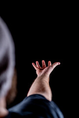 Human Hand Reaching Upwards with Open Palm
