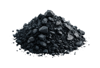Mining activities coal pile industrial site ground level resource extraction isolated on transparent background, png