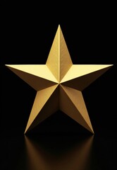 Three-Dimensional Gold Star on Black Background