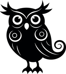 Buho Swirl Flourish Black Silhouette on White Background