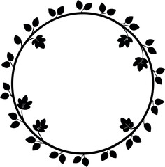 Clean Mini Vine Edge Black Silhouette on White Background