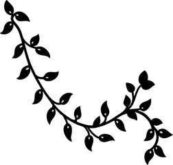 Dainty Vine Chain Black Silhouette on White Background