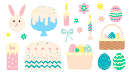 Fototapeta premium a collection of easter theme images isolated on white background, png, ai generated.