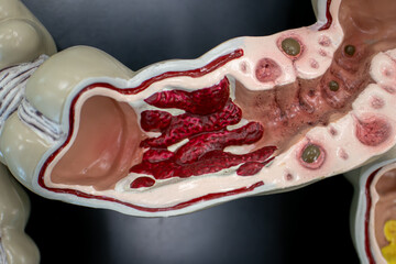 Colon Model Depicting Ulcerative Colitis With Confluent Ulcerations