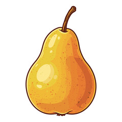 Vibrant yellow pear with brown stem