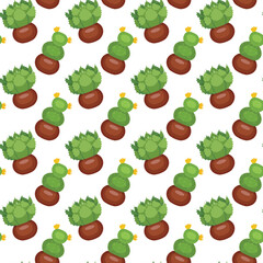 Cactus in a clay pot. Exotic plant. Seamless pattern. Vector illustration.