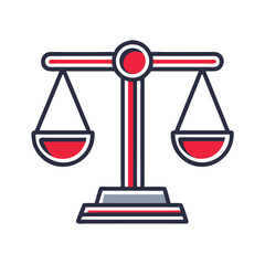 Balance scales icon in red and gray
