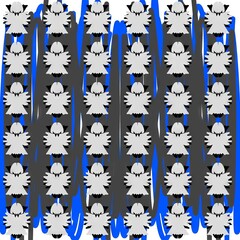 Fototapeta premium Abstract pattern design with gray flowers and blue stripes 