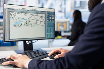 Eco friendly photovoltaics factory employee monitoring system performance. Solar panels...