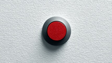 Red button on white wall representing panic or emergency