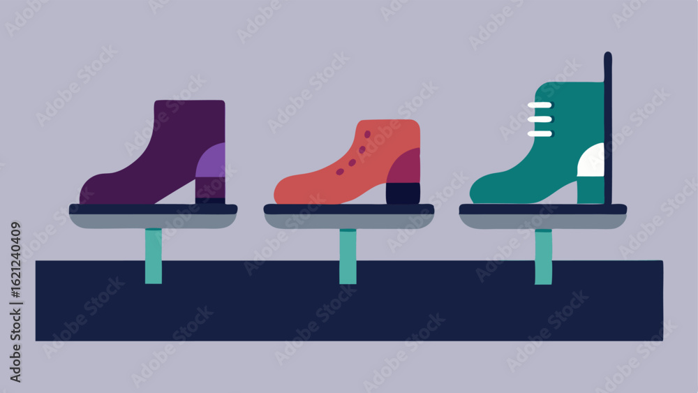 Poster accessible footwear display a footwear display showing shoes with adaptive features such as extrawid