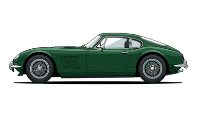Classic green vintage car side profile