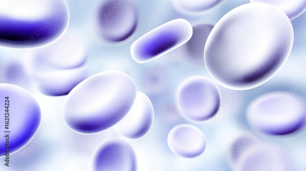 Aufkleber abstract illustration of floating cells in a soft blue background, showcasing a dynamic composition 