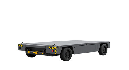 Airport Baggage Flatbed Cart with Tow Bar On Isolated Transparent Background


