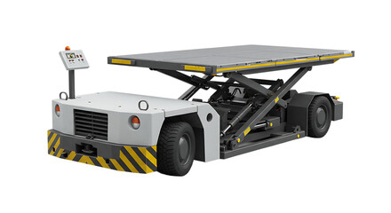 Airport Low Profile Cargo Loader Vehicle On Isolated Transparent Background

