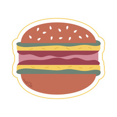 colored sticker burger
