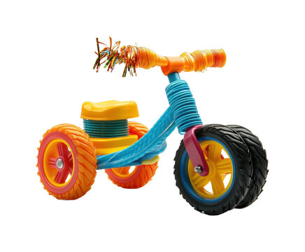 Playful plastic tricycle for kids toy isolated on transparent background, png - Powered by Adobe