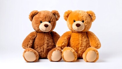 Obraz premium Two teddy bears, light brown and tan, sitting