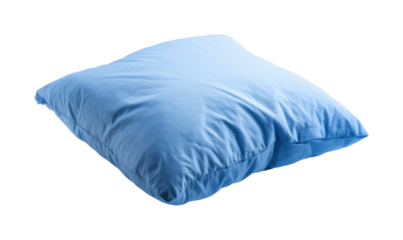 Cozy blue pillow bedroom home relaxing environment view isolated on transparent background, png