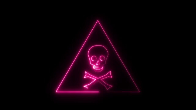 Red Danger head vertical icon animation on black background...
