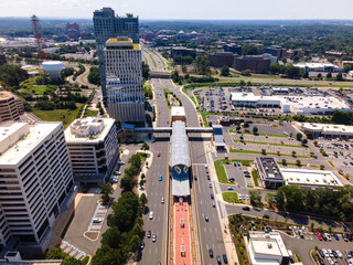 Elevated metro station in Downtown Tysons, Virginia.