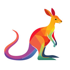 Colorful Kangaroo Isolated on a Transparent Background 
