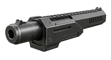 Tactical Gun Barrel Isolated On Transparent Background

