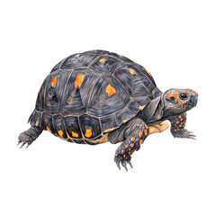 Fototapeta premium Watercolor animal illustration, redfooted tortoise isolated on transparent background