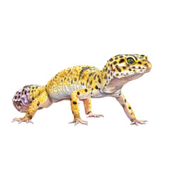 Watercolor animal illustration, leopard gecko lizard isolated on transparent background