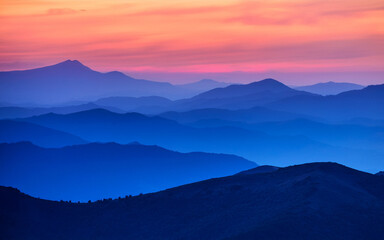 mountains in the morning fog