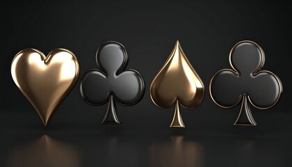 Polished playing card suits