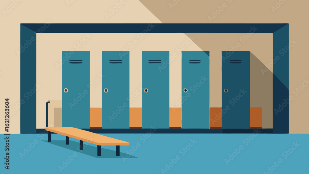 Poster Accessible Locker Room A locker room scene displaying spacious changing areas with low benches grab bars and heightadjustable lockers designed for easy access.