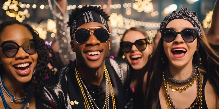 New Years Eve holiday concept to celebrate the annual holiday with crowd of people celebrating