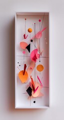 Abstract paper sculpture, studio shot, white background, vibrant colors, art print