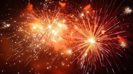 Fototapeta premium A night sky filled with colorful firework explosions.