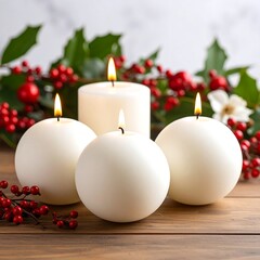 Four white candles, festive