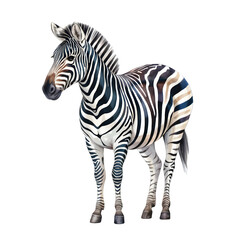Naklejka premium Striking zebra illustration with bold stripes and dynamic pose, perfect for animal themed designs, educational materials, or vibrant wildlife promotions