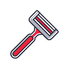 Razor icon in red and gray for grooming and hygiene
